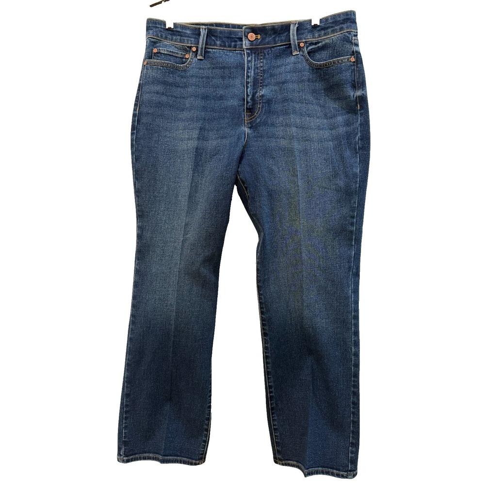 Talbots Size 14 Petite Barely Boot Cut Dark Wash Stretch‎ 5 Pocket Jeans